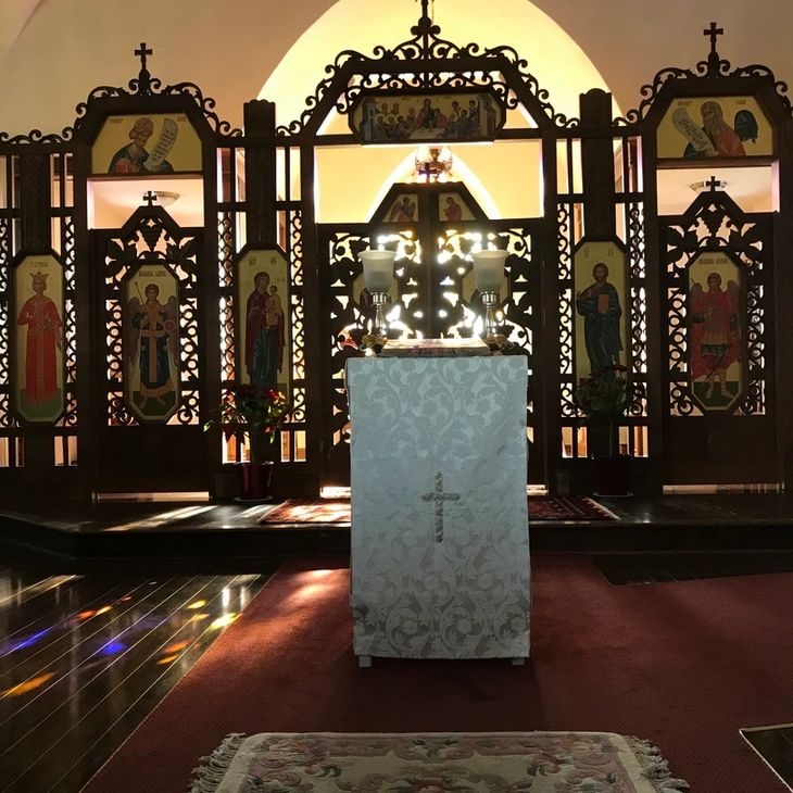 Interior of St. Catherine church with Iconostasis